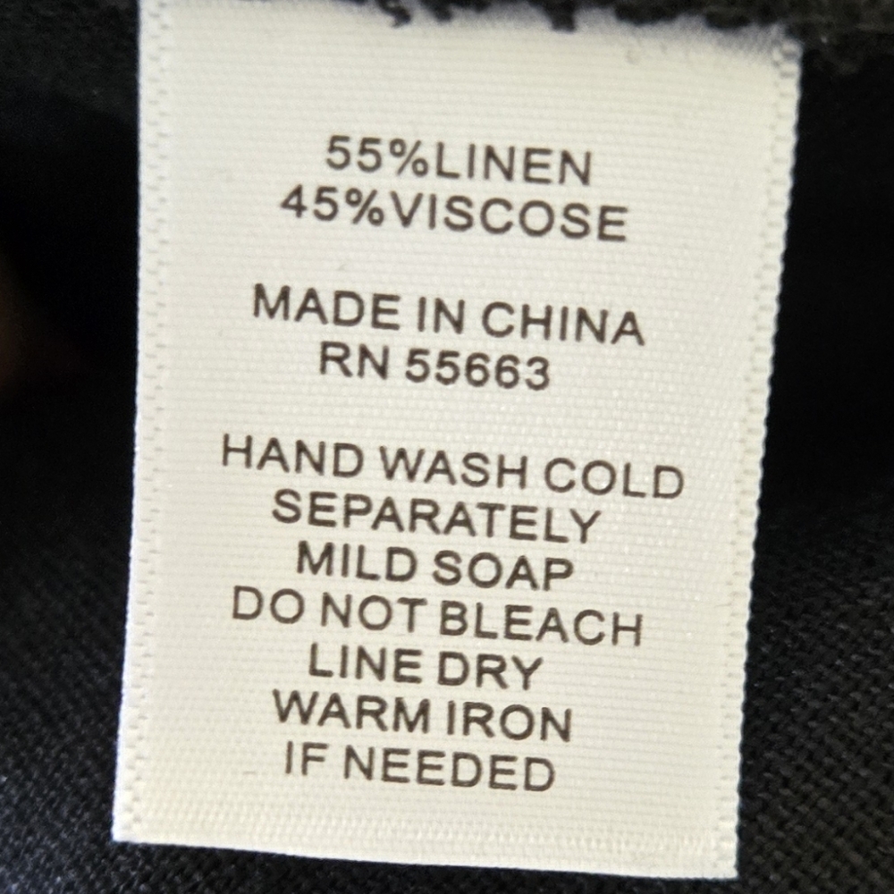 🏷️ Cynthia Rowley NY Linen Blend Black A-line Dress Size L - Picture 14 of 15